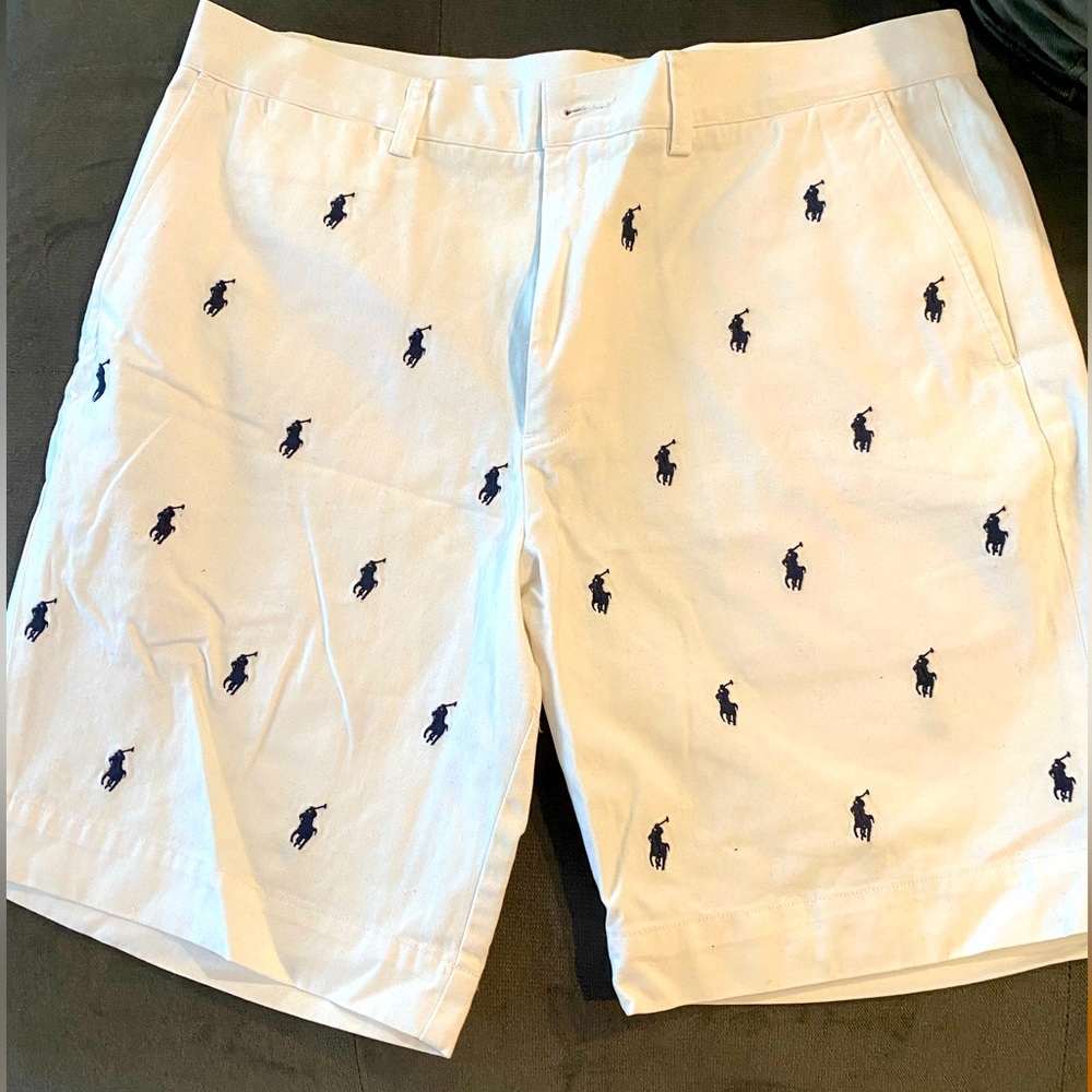 Polo Ralph Lauren Mens Stretch Classic Fit Flat-Front 9" Pony Logo Chino Shorts